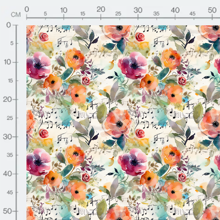 Tissu - Musique et fleurs 7