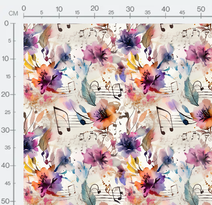Tissu - Musique et fleurs 8