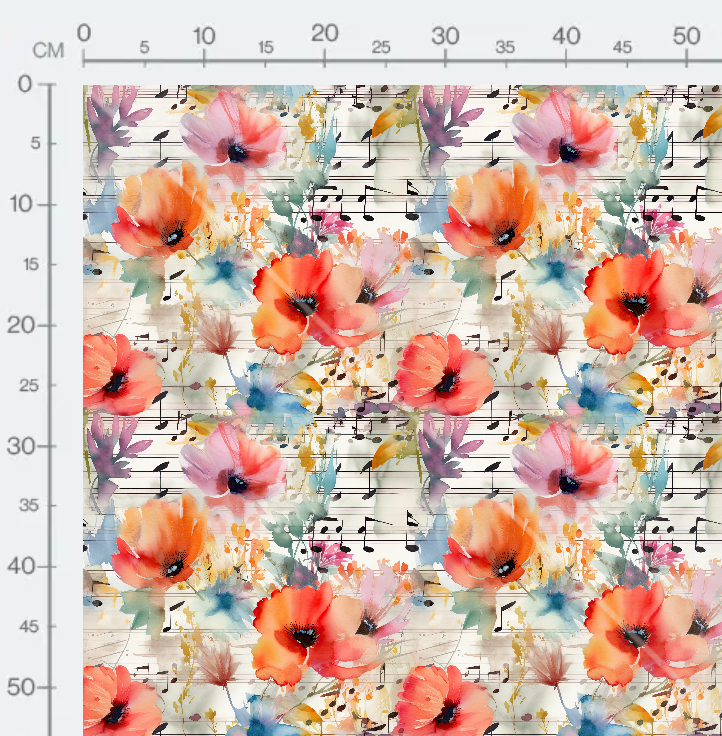 Tissu - Musique et fleurs 9