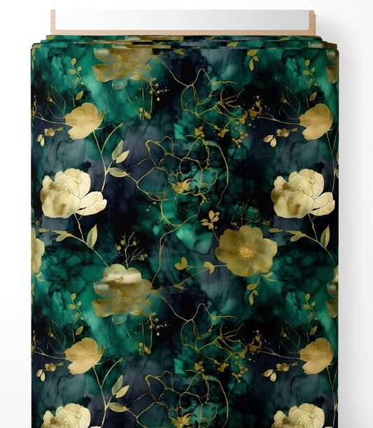 Tissu - Fleurs vertes 4