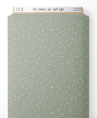Tissu - Pois blancs sur vert kaki