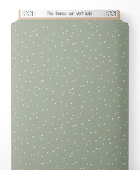 Tissu - Pois blancs sur vert kaki