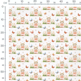 Tissu - Lapins roses et papillons vifs