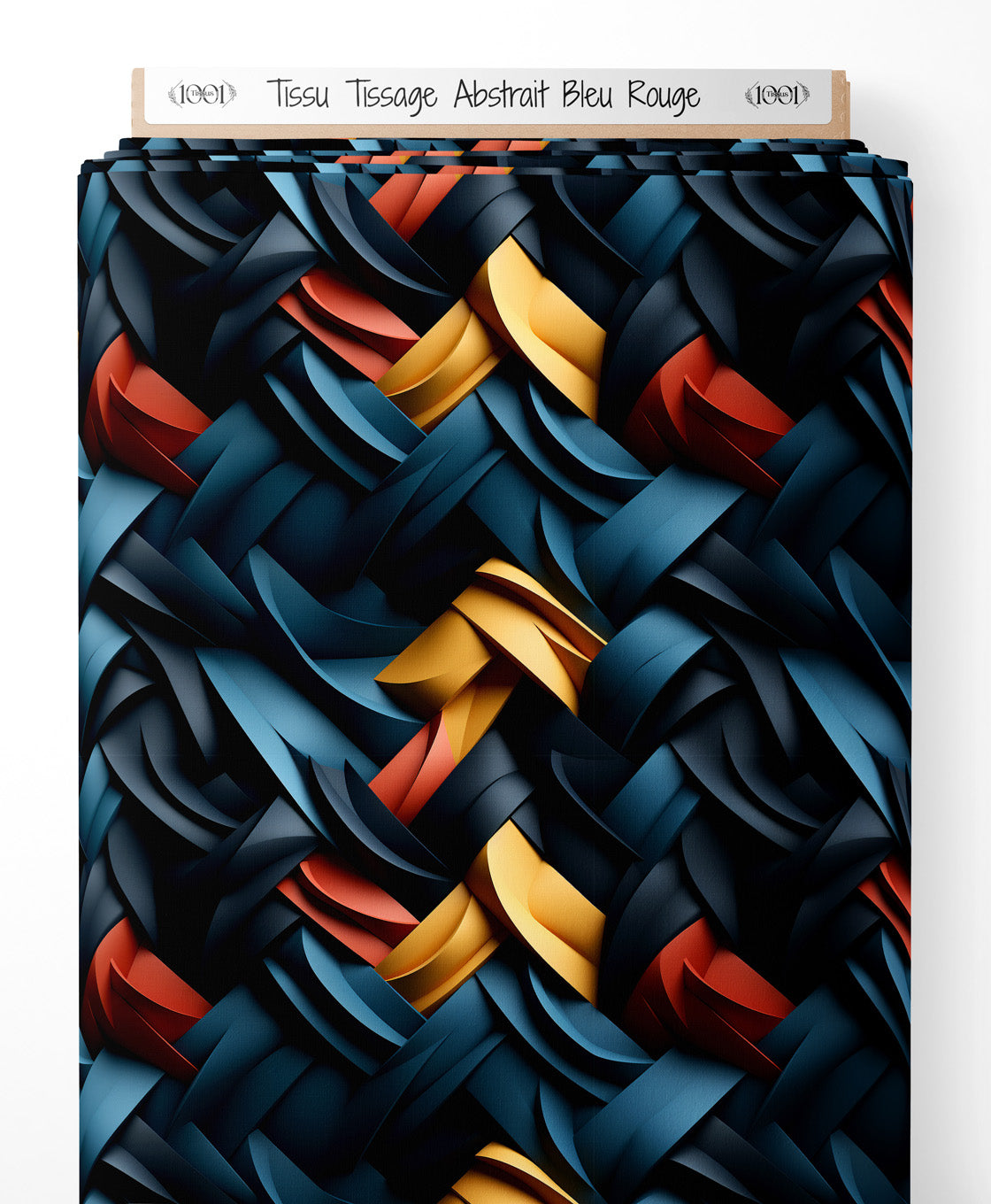 Tissu - Tissage Abstrait Bleu Rouge