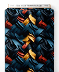 Tissu - Tissage Abstrait Bleu Rouge