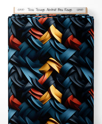 Tissu - Tissage Abstrait Bleu Rouge