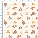 Tissu - Animaux mignons sur fond crème