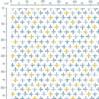 Tissu - Croix aquarelle bleues et jaunes