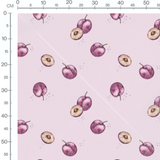 Tissu - Prunes violettes sur fond rose