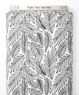 Tissu - Feuilles fines sur fond blanc
