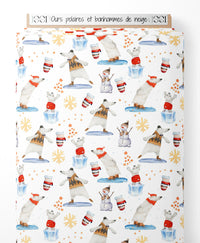 Tissu - Ours polaires et bonhommes de neige