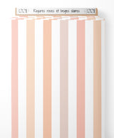 Tissu - Rayures roses et beiges claires