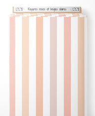 Tissu - Rayures roses et beiges claires