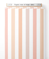 Tissu - Rayures roses et beiges claires