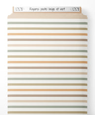 Tissu - Rayures pastel beige et vert