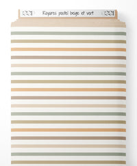 Tissu - Rayures pastel beige et vert