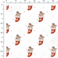 Tissu - Faon dans chaussette rouge