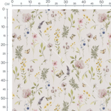 Tissu - Fleurs variées et papillons beige