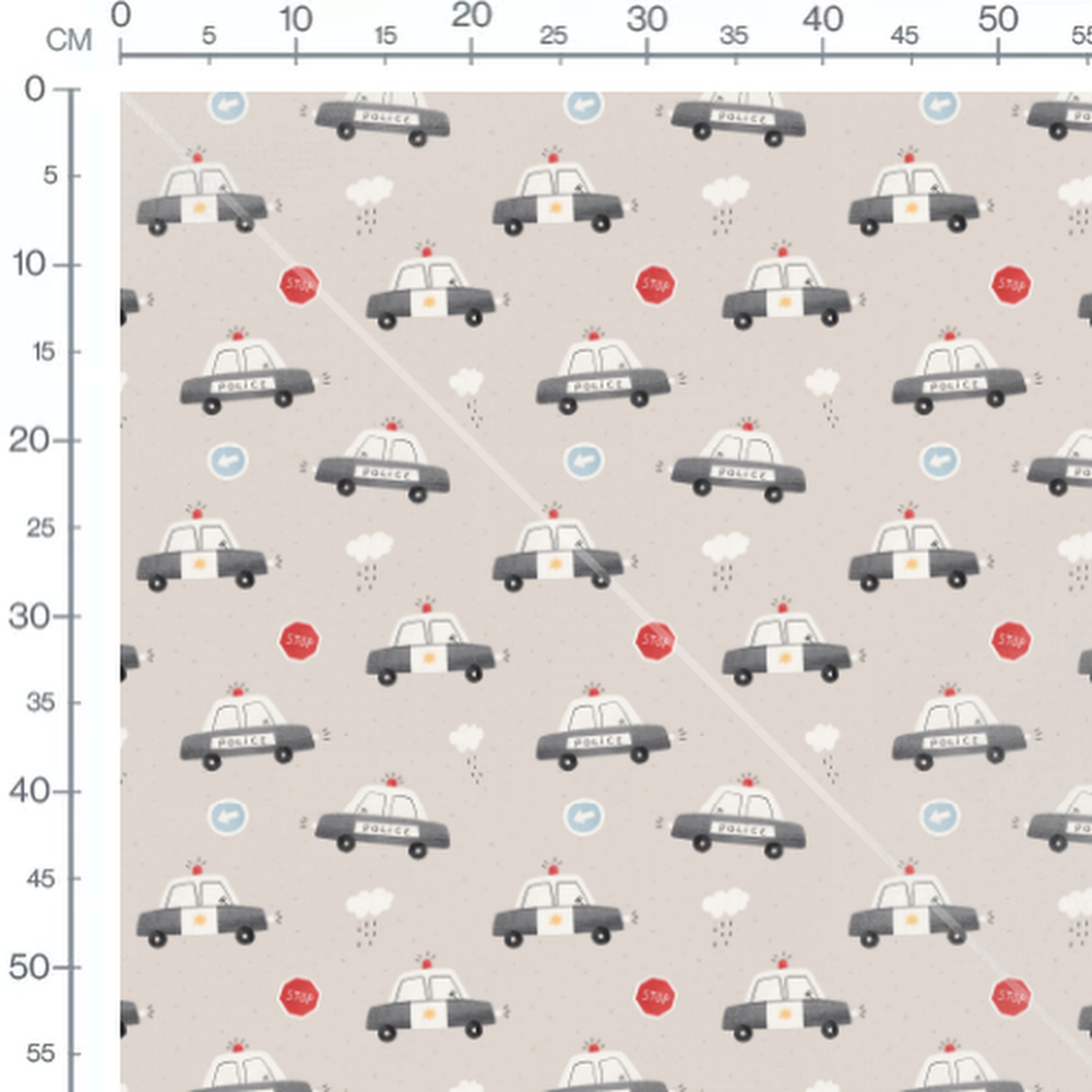 Tissu - Voitures de police grises