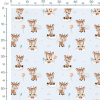 Tissu - Faons et cœurs pastel