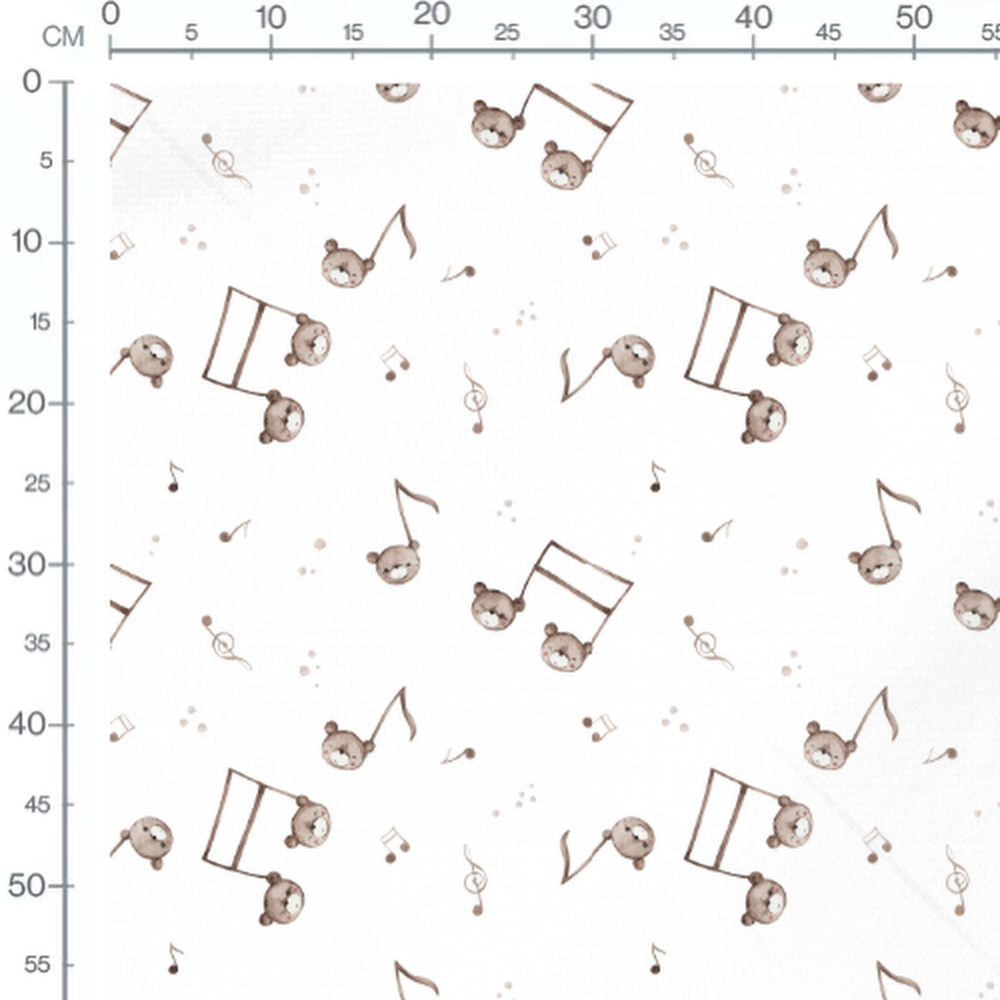 Tissu - Oursons bruns et musique