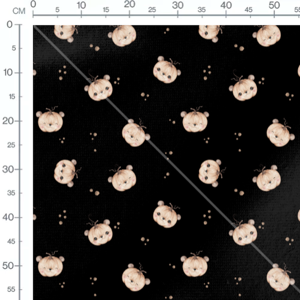 Tissu - Citrouilles souriantes sur fond