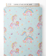 Tissu - Licornes et arcs-en-ciel pastel