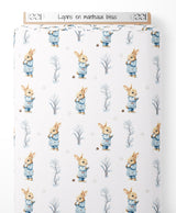 Tissu - Lapins en manteaux bleus