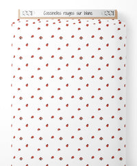 Tissu - Coccinelles rouges sur blanc