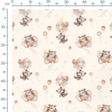 Tissu - Oursons gris et ballons pastel