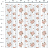 Tissu - Fleurs roses sur rayures grises