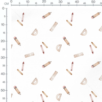 Tissu - Crayons et règles souriants