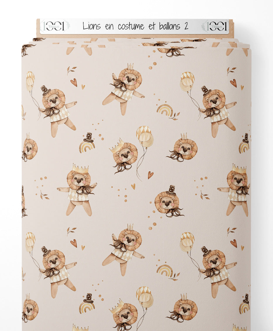 Tissu - Lions en costume et ballons 2