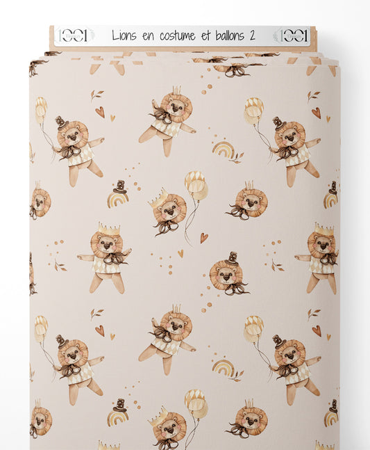 Tissu - Lions en costume et ballons 2
