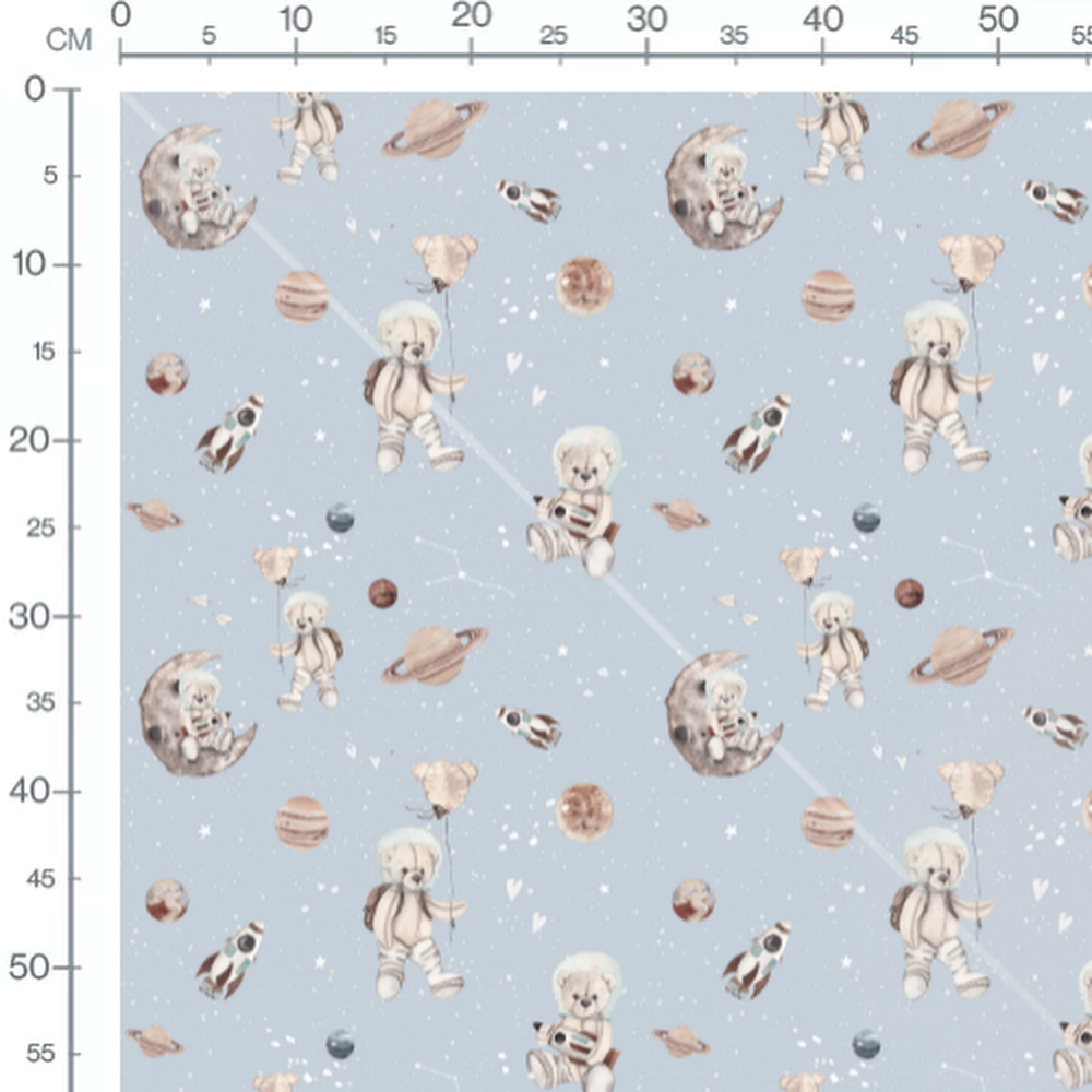 Tissu - Oursons et planètes étoilées