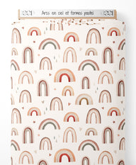 Tissu - Arcs-en-ciel et formes pastel