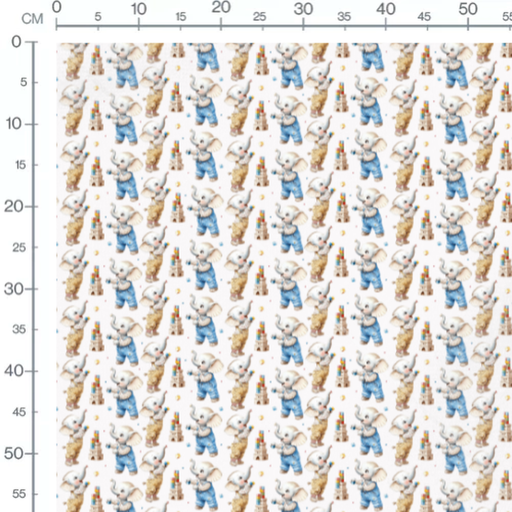 Tissu - Éléphants jouant avec cubes