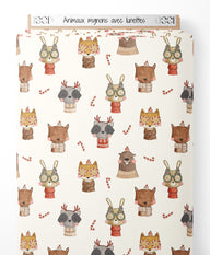 Tissu - Animaux mignons avec lunettes