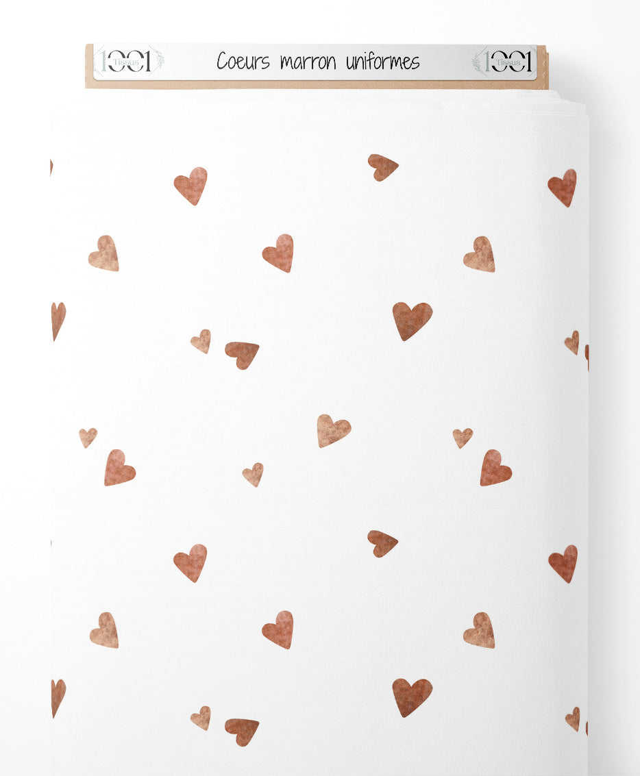 Tissu - Cœurs marron uniformes