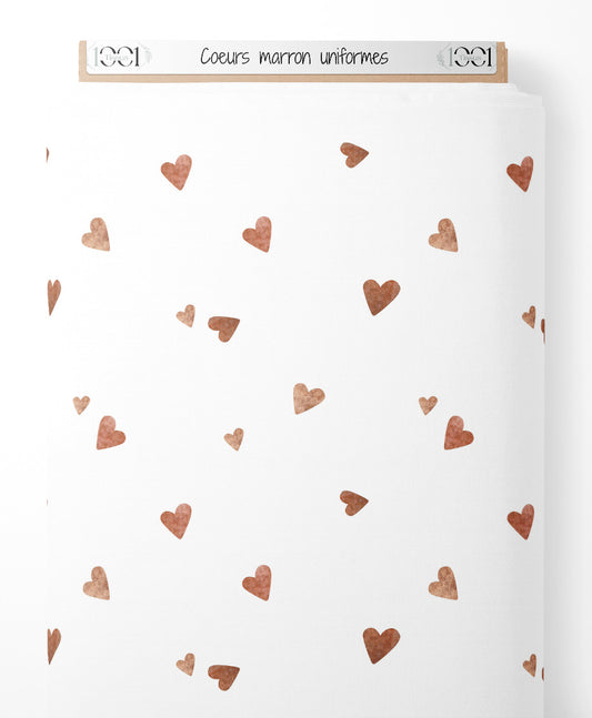 Tissu - Cœurs marron uniformes