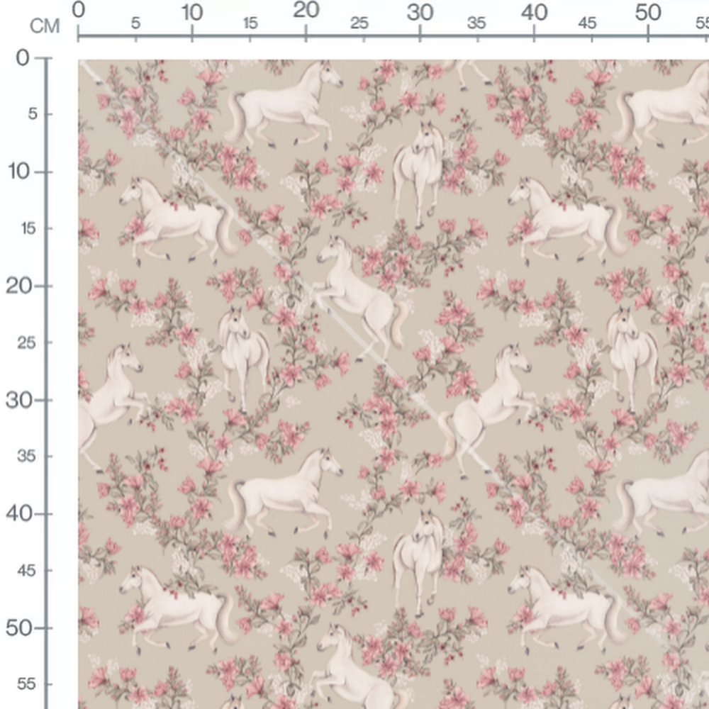 Tissu - Girafes claires et feuillages