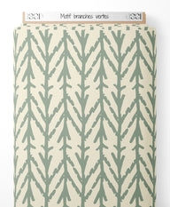 Tissu - Motif branches vertes
