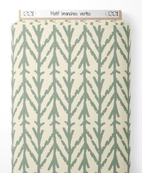 Tissu - Motif branches vertes