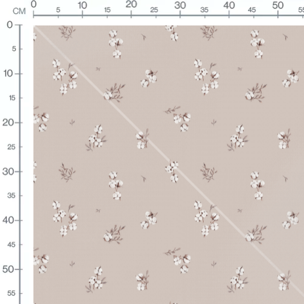 Tissu - Bouquets de coton sur beige