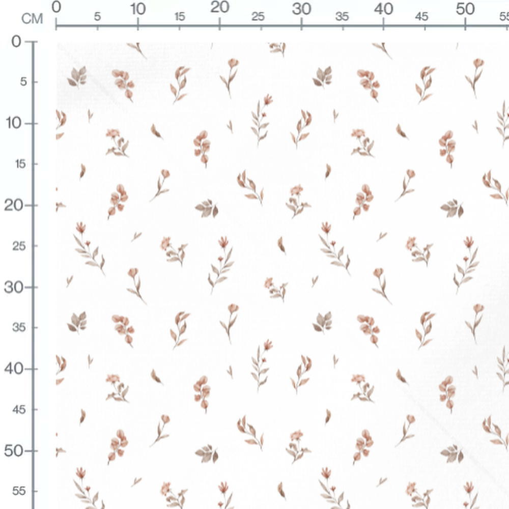 Tissu - Fleurs avec tiges marron clair