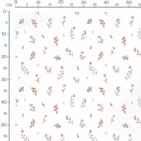 Tissu - Fleurs avec tiges marron clair