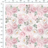 Tissu - Pivoines douces sur fond blanc