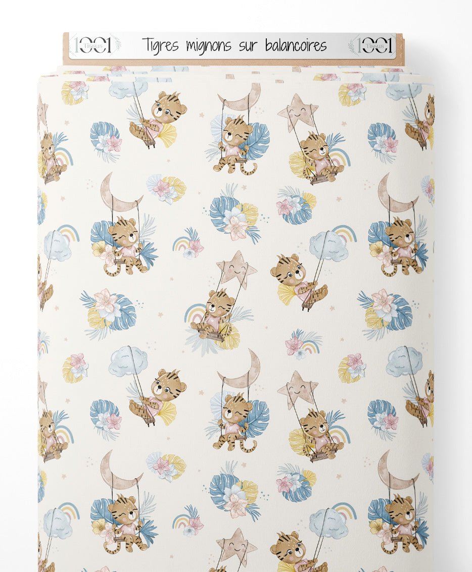 Tissu - Tigres mignons sur balançoires