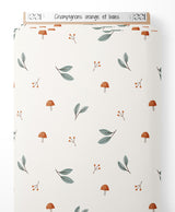 Tissu - Champignons orange et baies