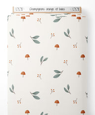 Tissu - Champignons orange et baies